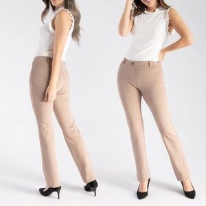 BETABRAND Tan Dress Pant Yoga Pants Classic Straight Leg